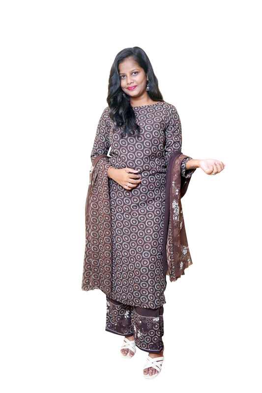 Adiva Rounds Dark brown Suit Set