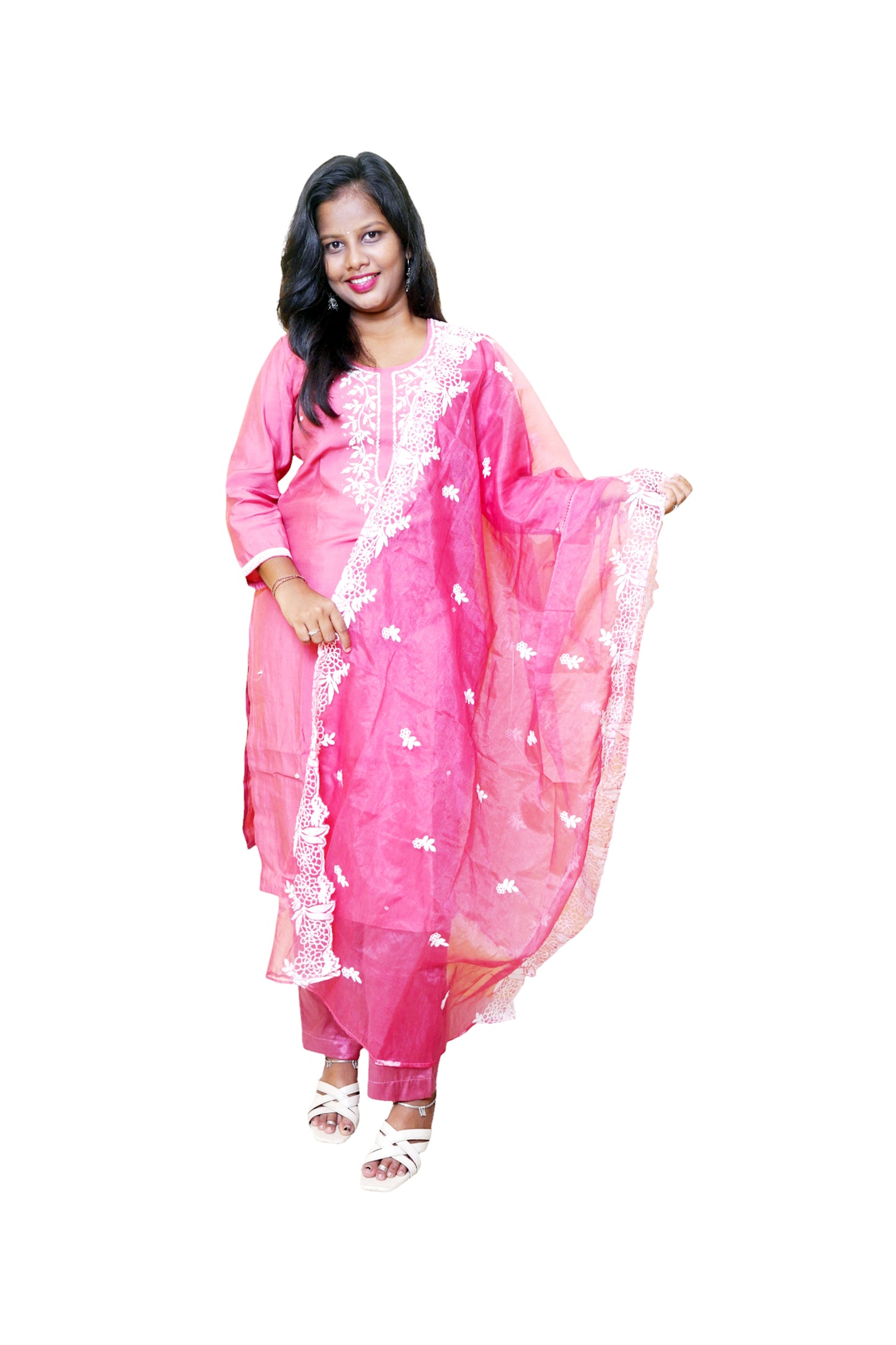 Inaya Roshanara Pink Embroidered Suit Set