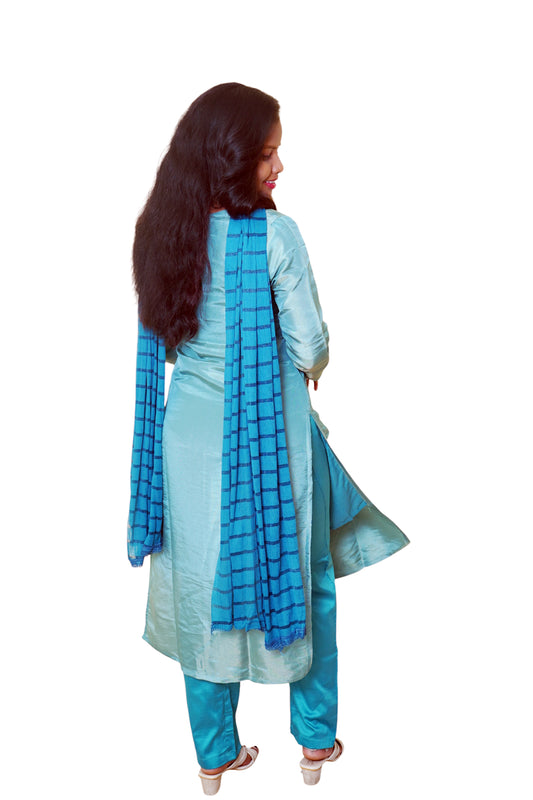 Mehrunnisa Shimmer Sky Blue Suit set