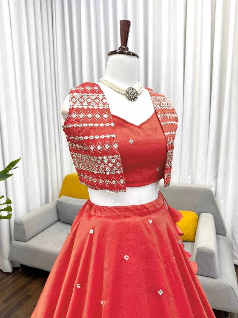 Lehenga set Orange with jacket