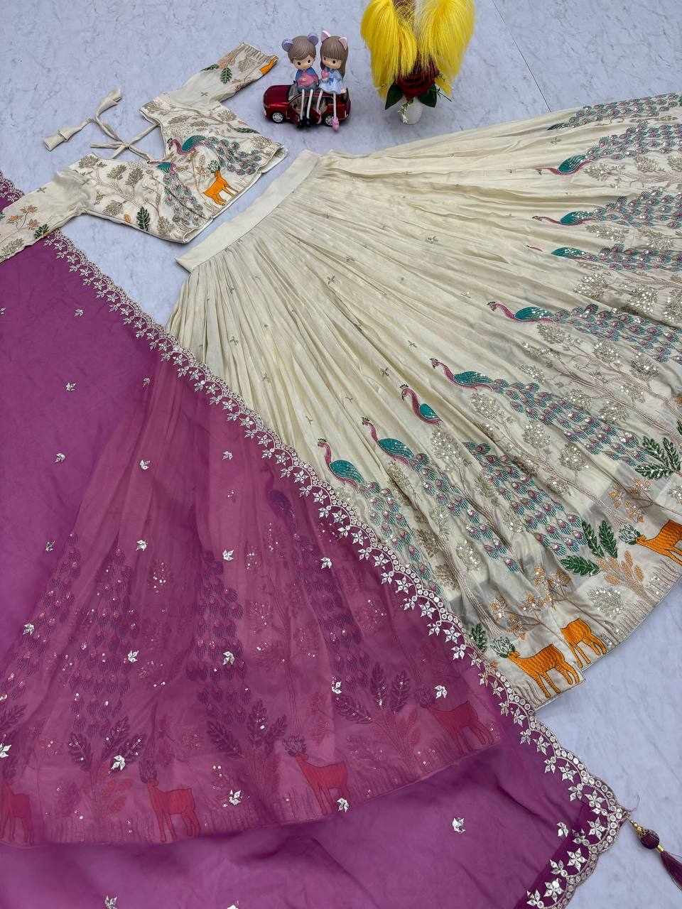 Lehenga set peacock wine