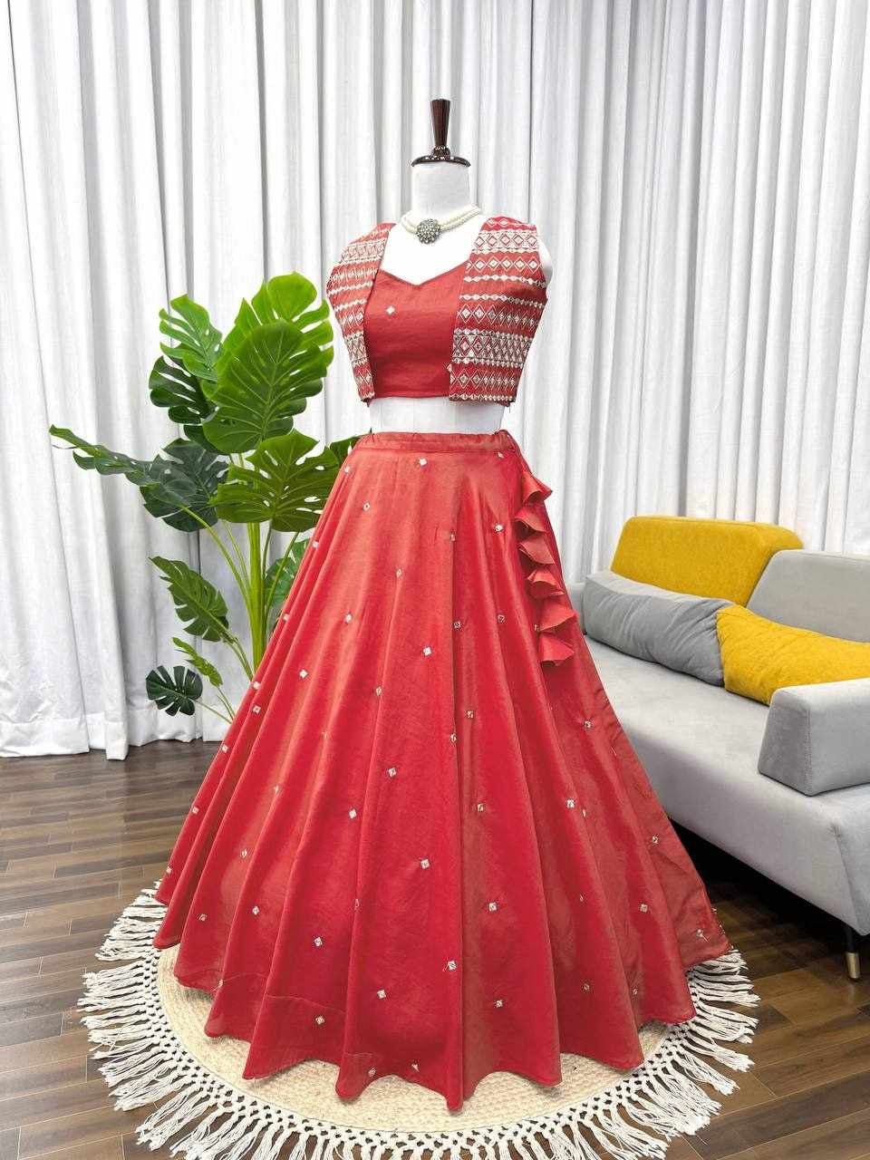 Lehenga set Orange with jacket