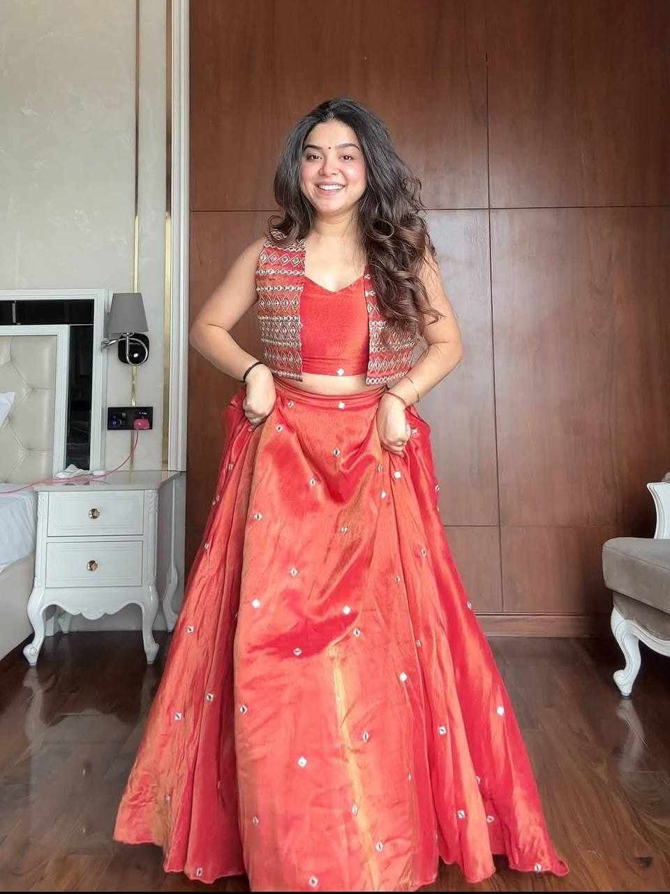 Lehenga set Orange with jacket