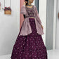 Lehenga set wine with jacket
