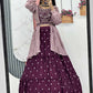 Lehenga set wine with jacket