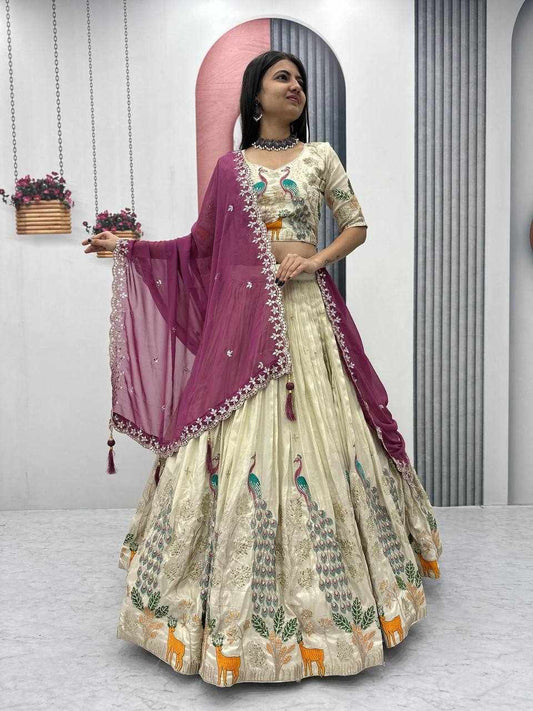 Lehenga set peacock wine