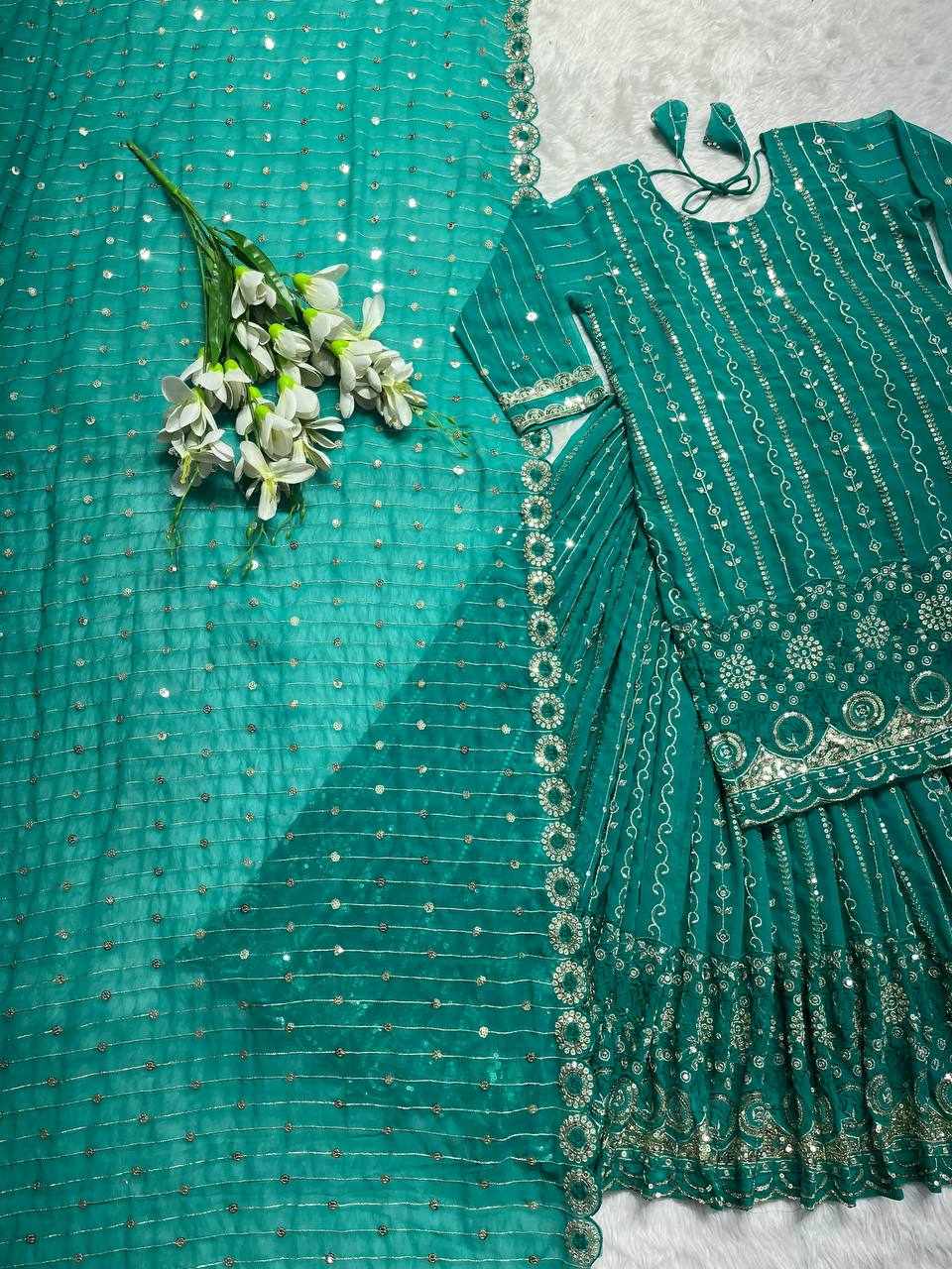 Gharara set Emerald Green