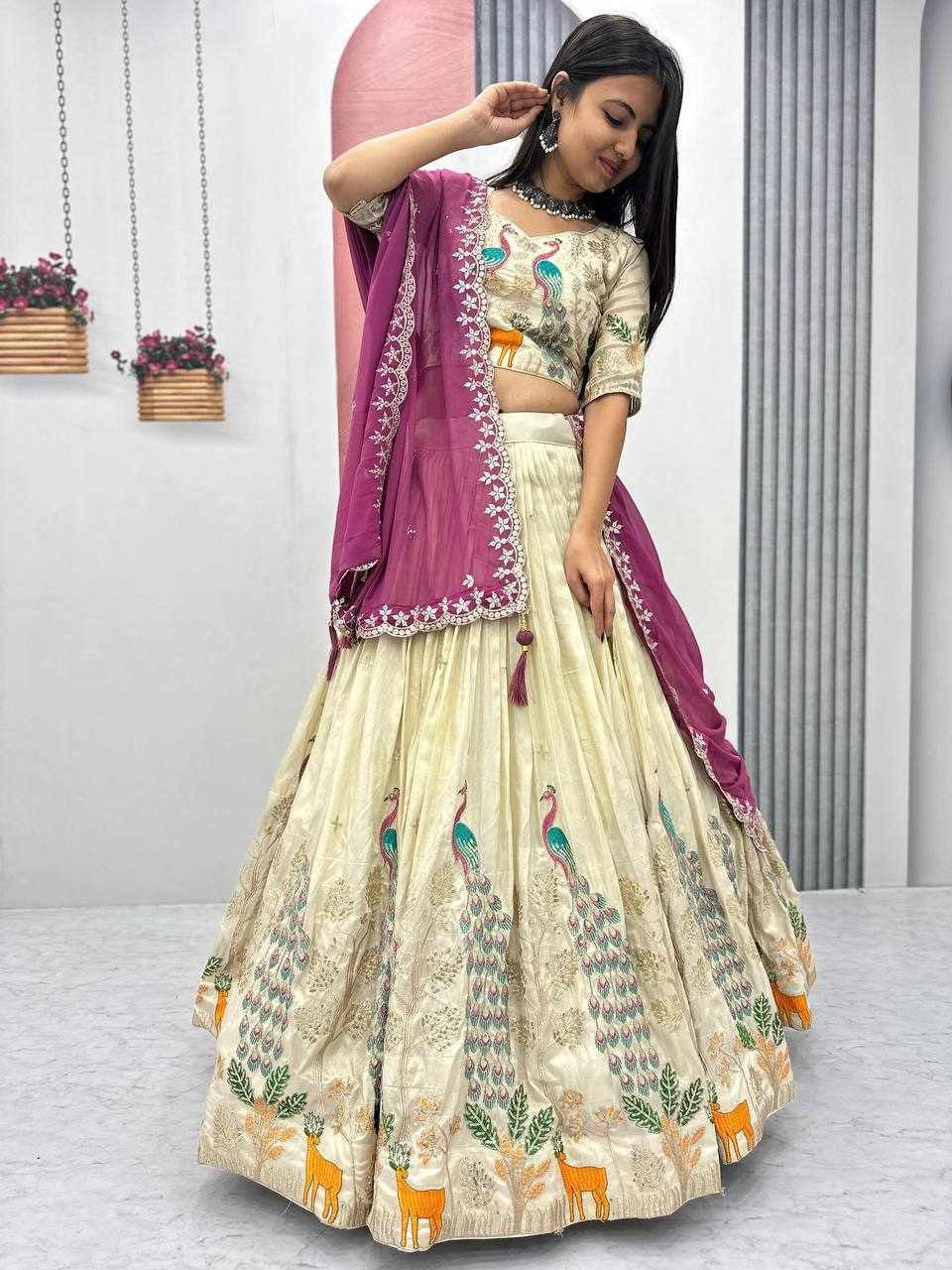 Lehenga set peacock wine