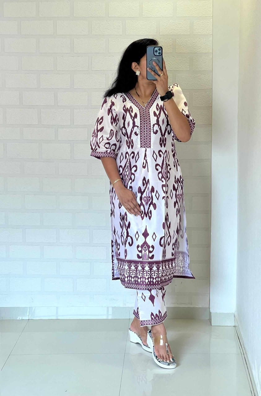 Ikkat Brown Cord set