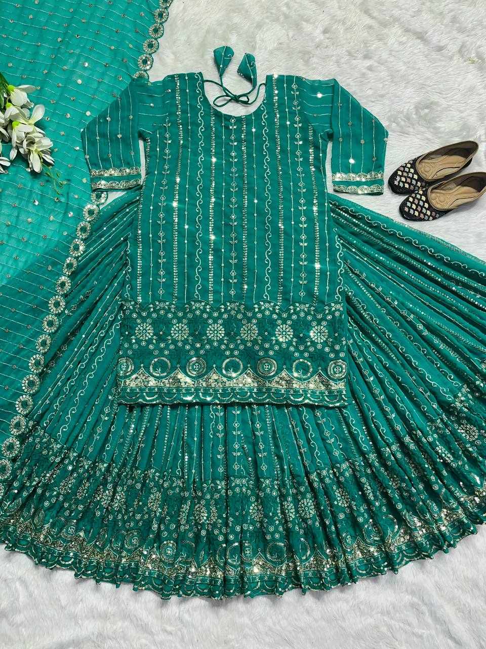 Gharara set Emerald Green
