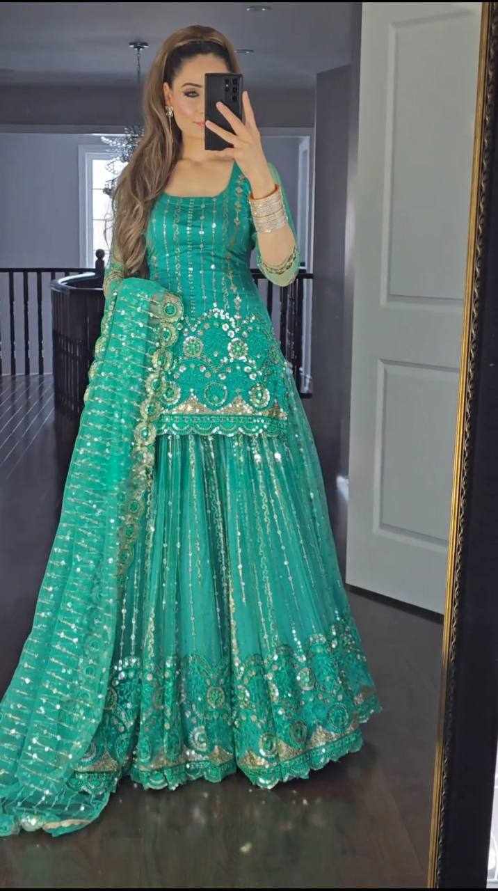 Gharara set Emerald Green