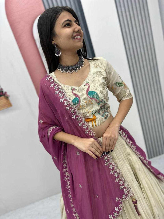 Lehenga set peacock wine