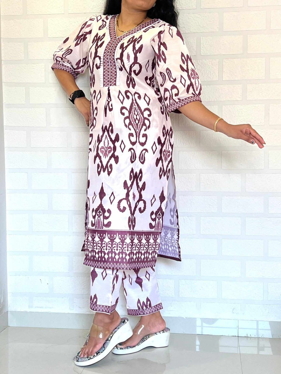 Ikkat Brown Cord set