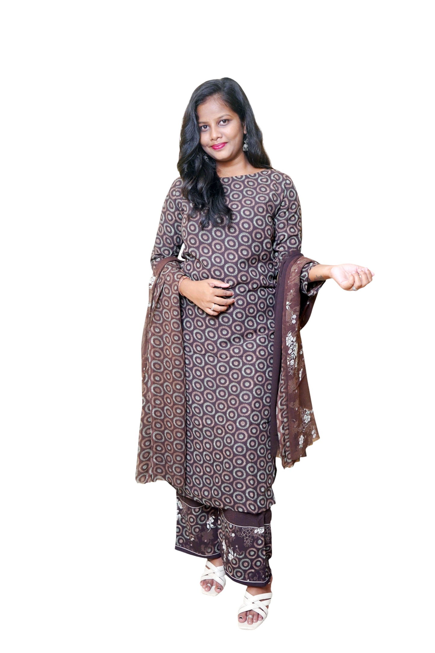 Adiva Rounds Dark brown Suit Set