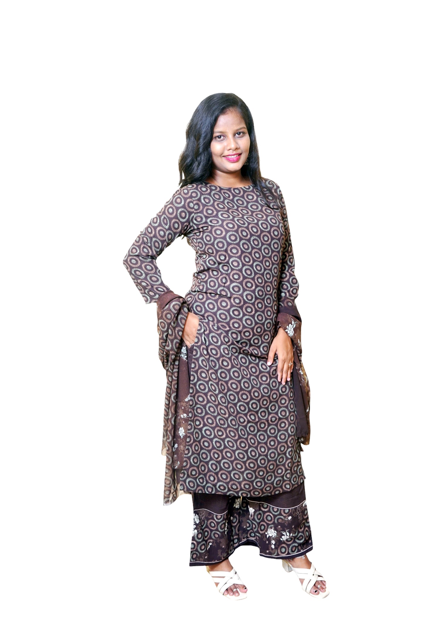 Adiva Rounds Dark brown Suit Set