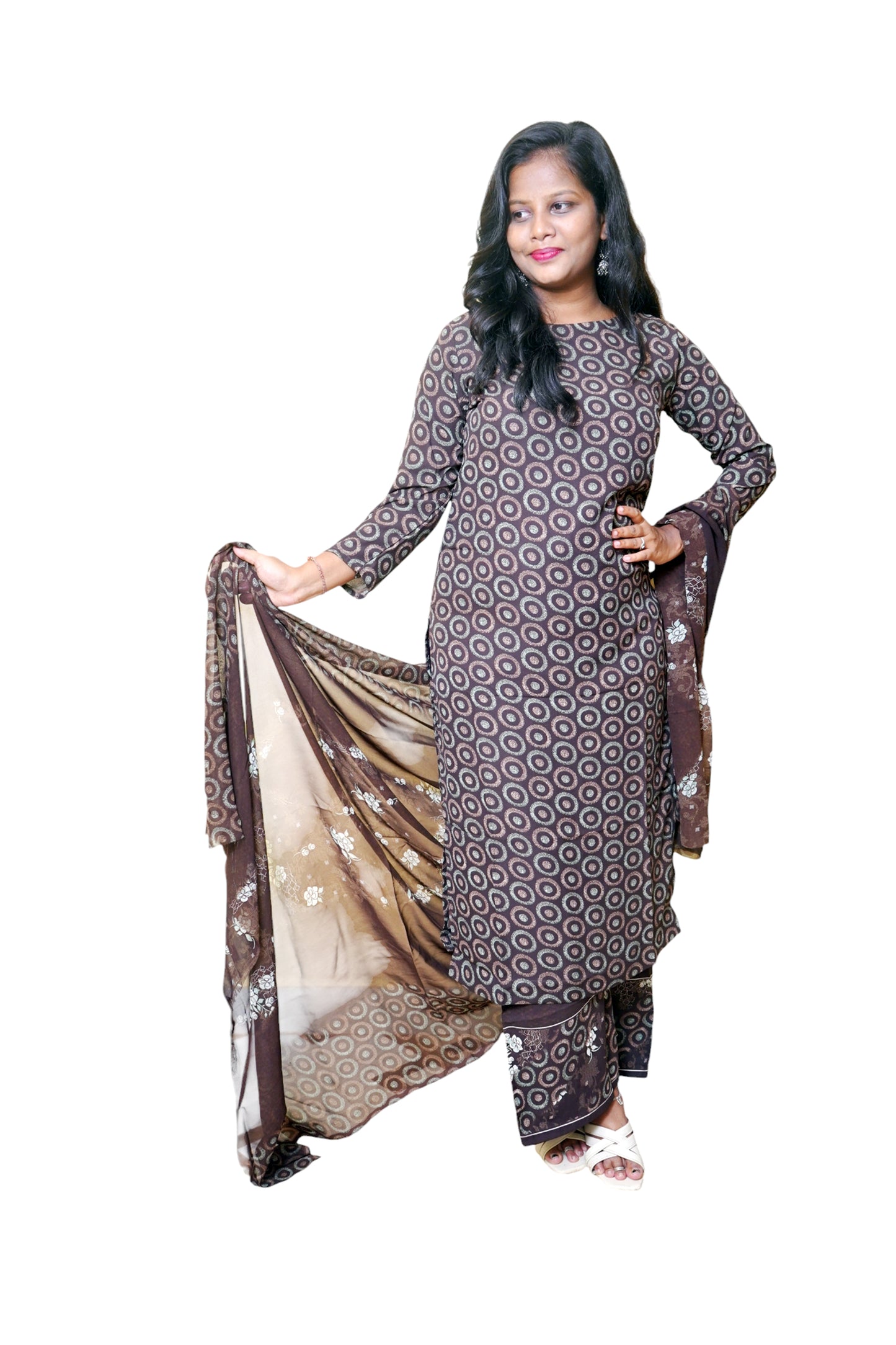 Adiva Rounds Dark brown Suit Set