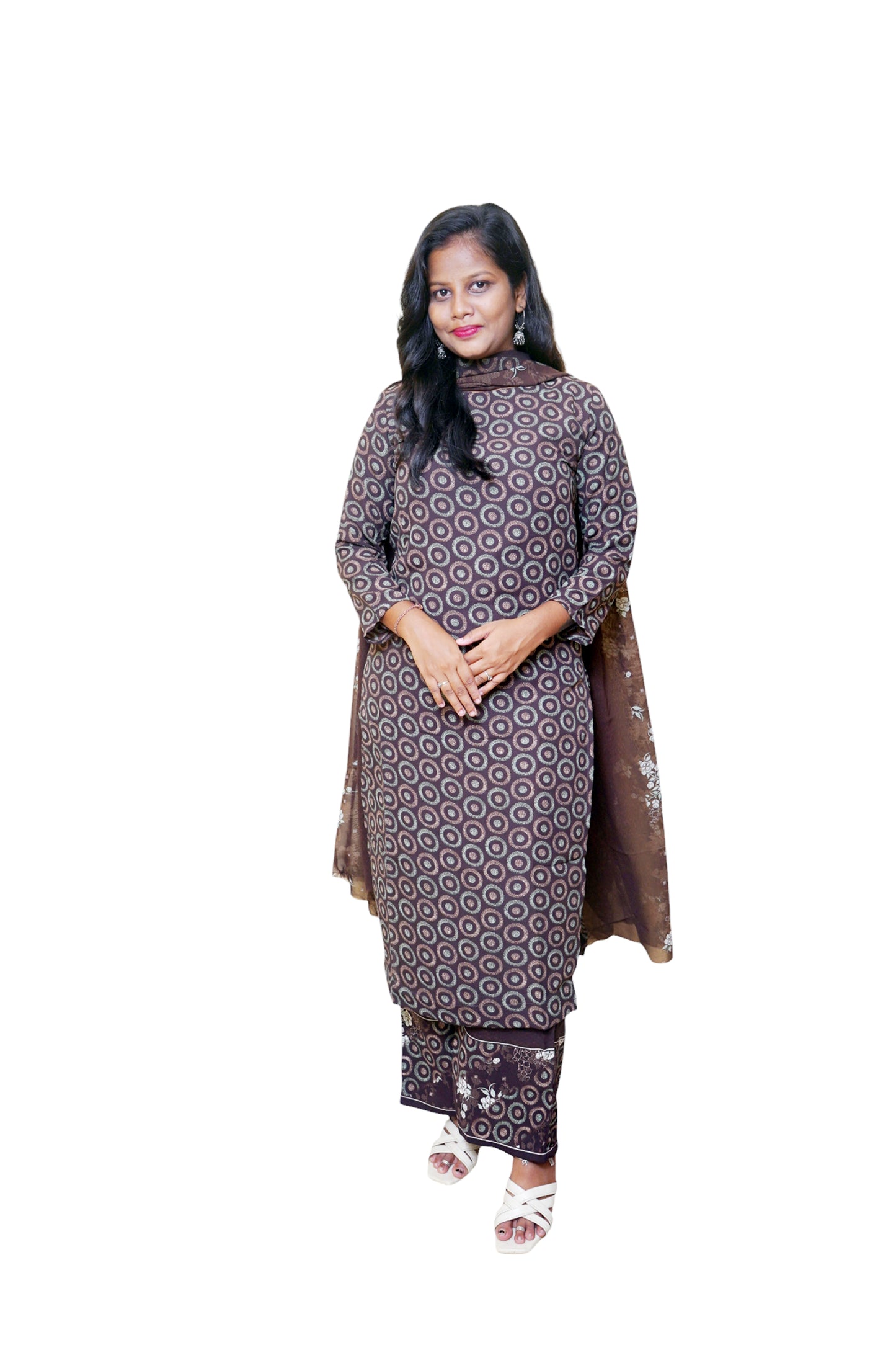 Adiva Rounds Dark brown Suit Set
