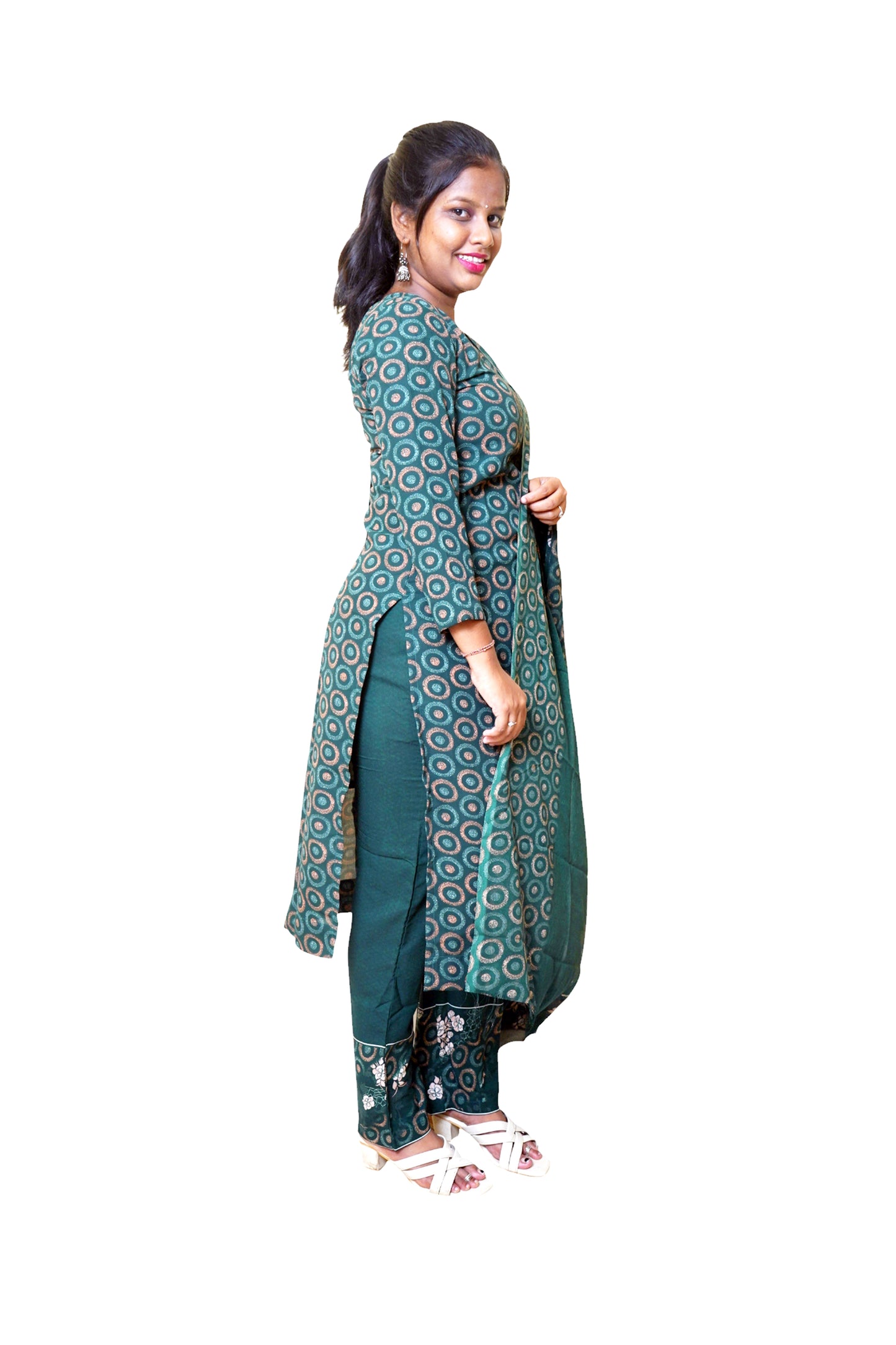 Adiva Rounds Forest Green Suit Set