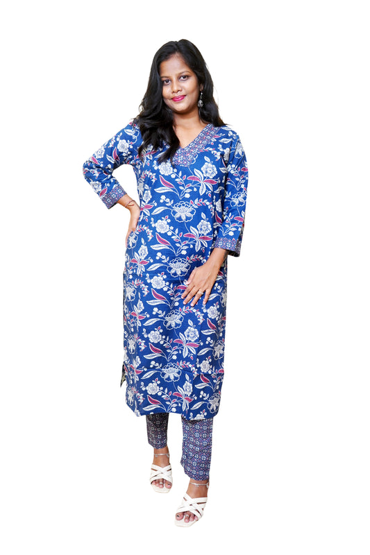 Aiza Zehra Navy Blue Kurta Set