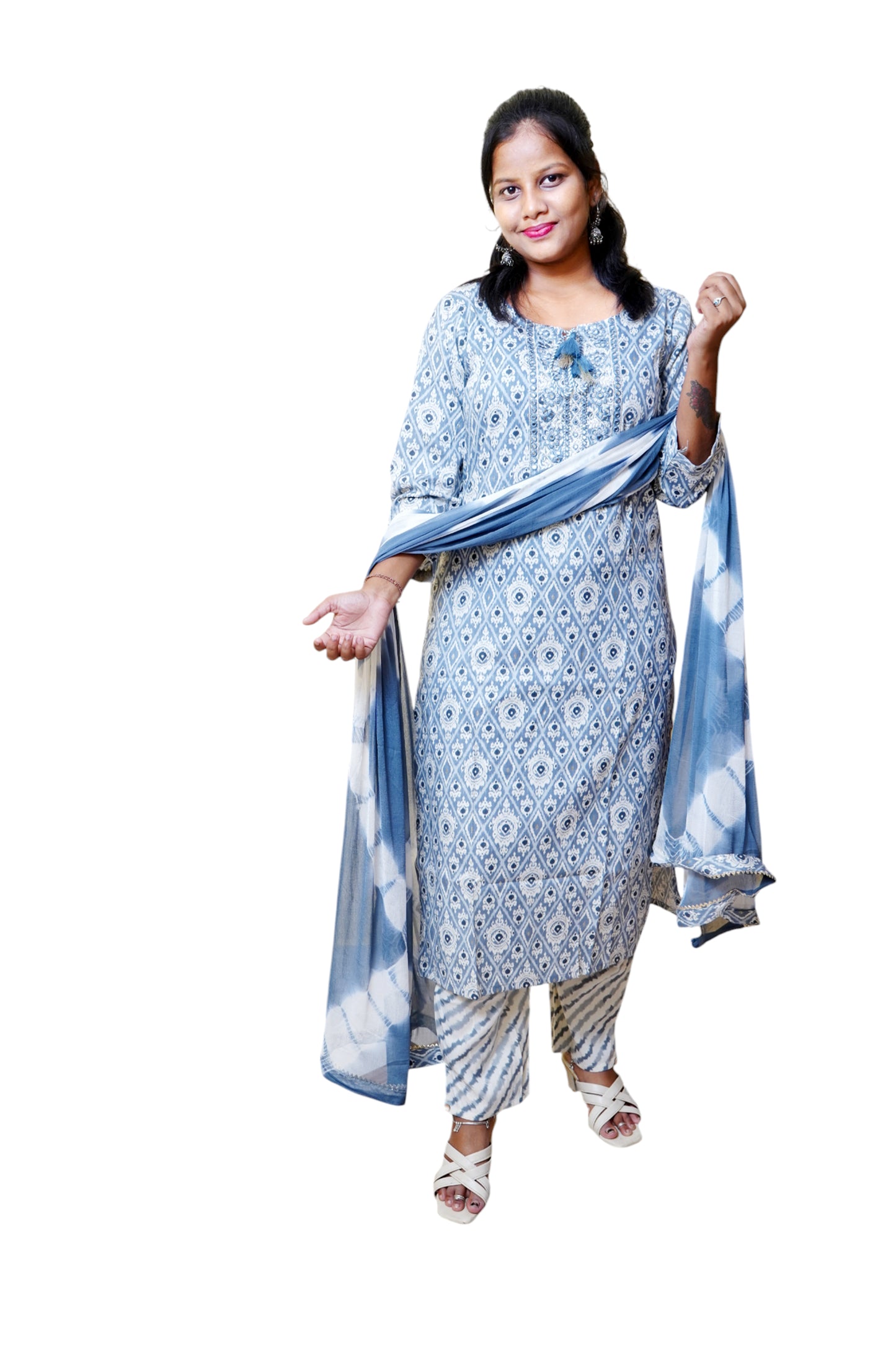 Amira Ikkat Blue Suit Set