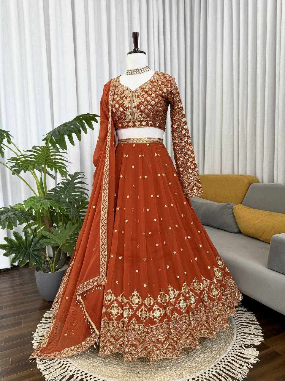 Lehenga set Rust