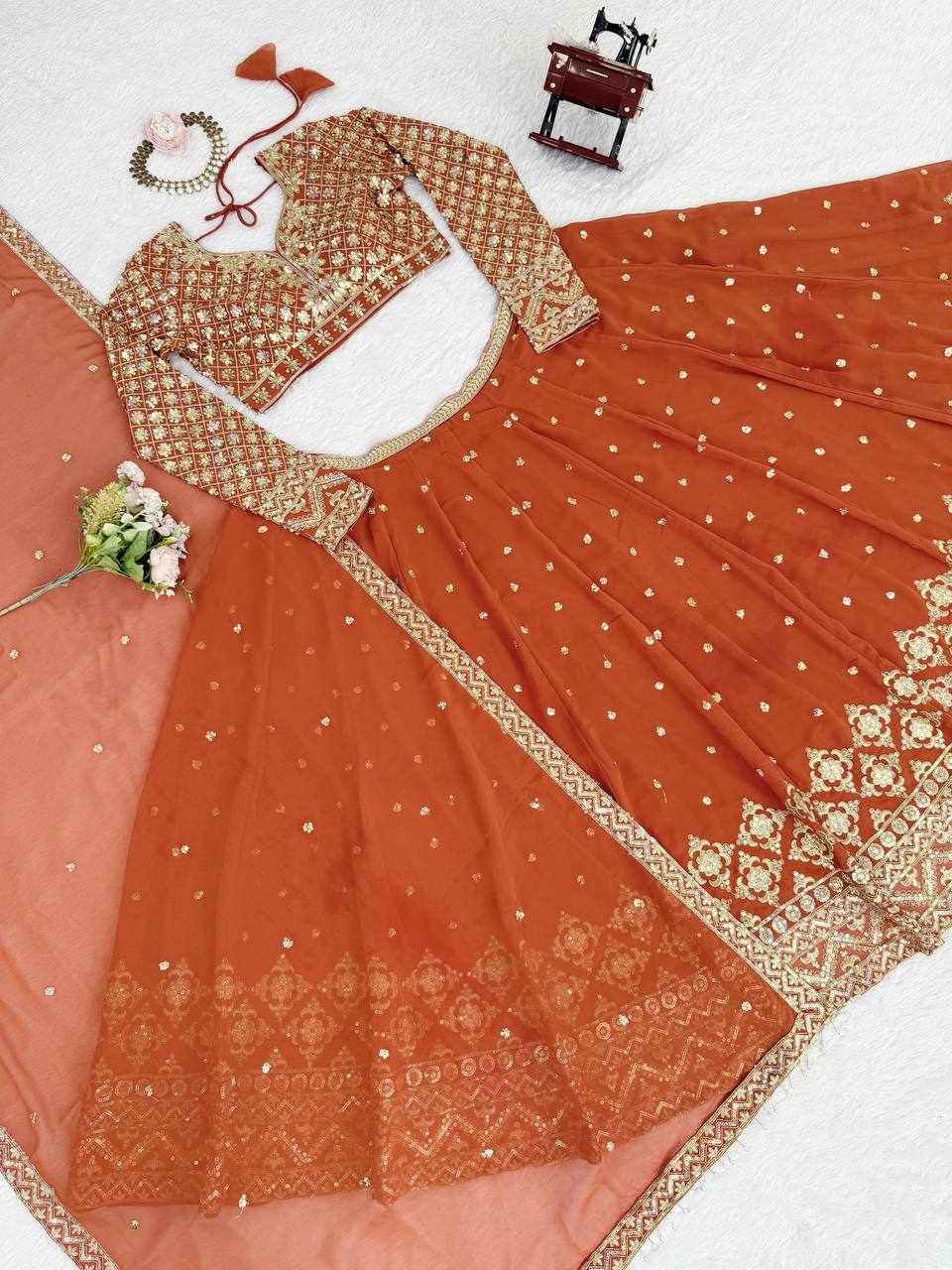 Lehenga set Rust