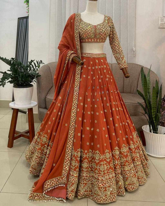 Lehenga set Rust