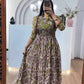Printed Kalamkari Dress Olive Green