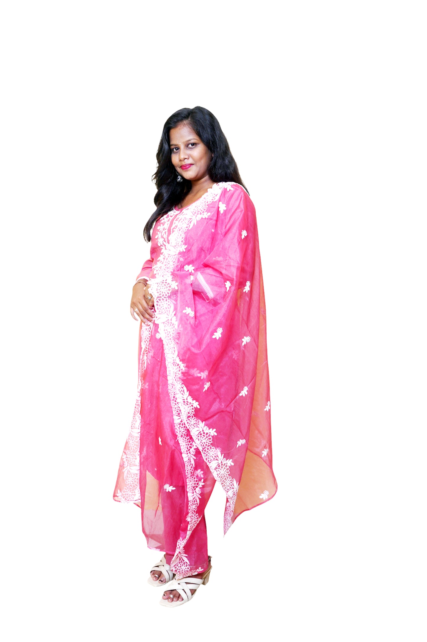 Inaya Roshanara Pink Embroidered Suit Set