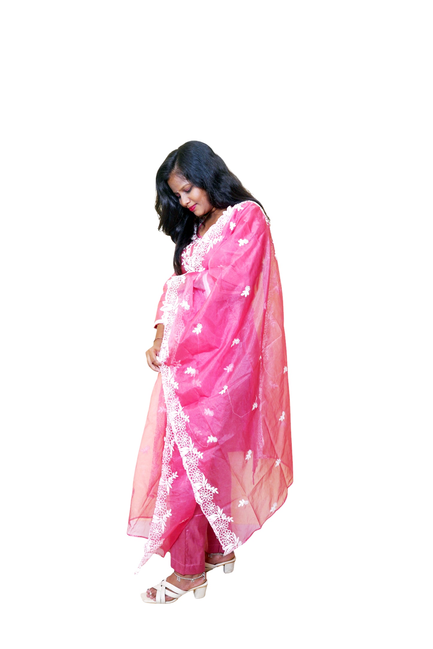 Inaya Roshanara Pink Embroidered Suit Set