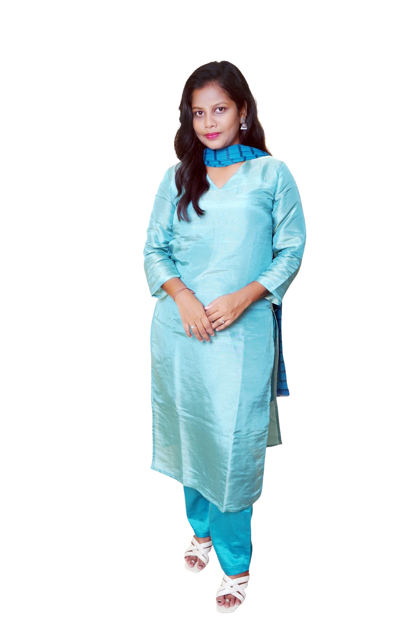Mehrunnisa Shimmer Sky Blue Suit set