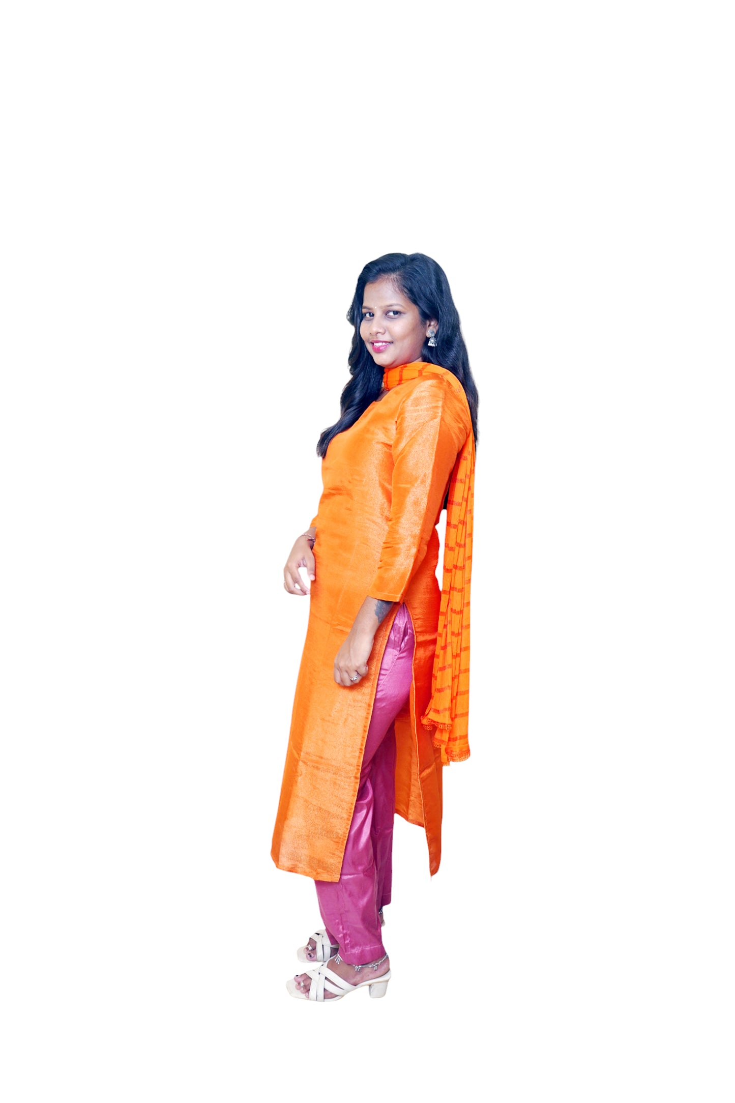 Mehrunnisa Shimmer Orange Suit set