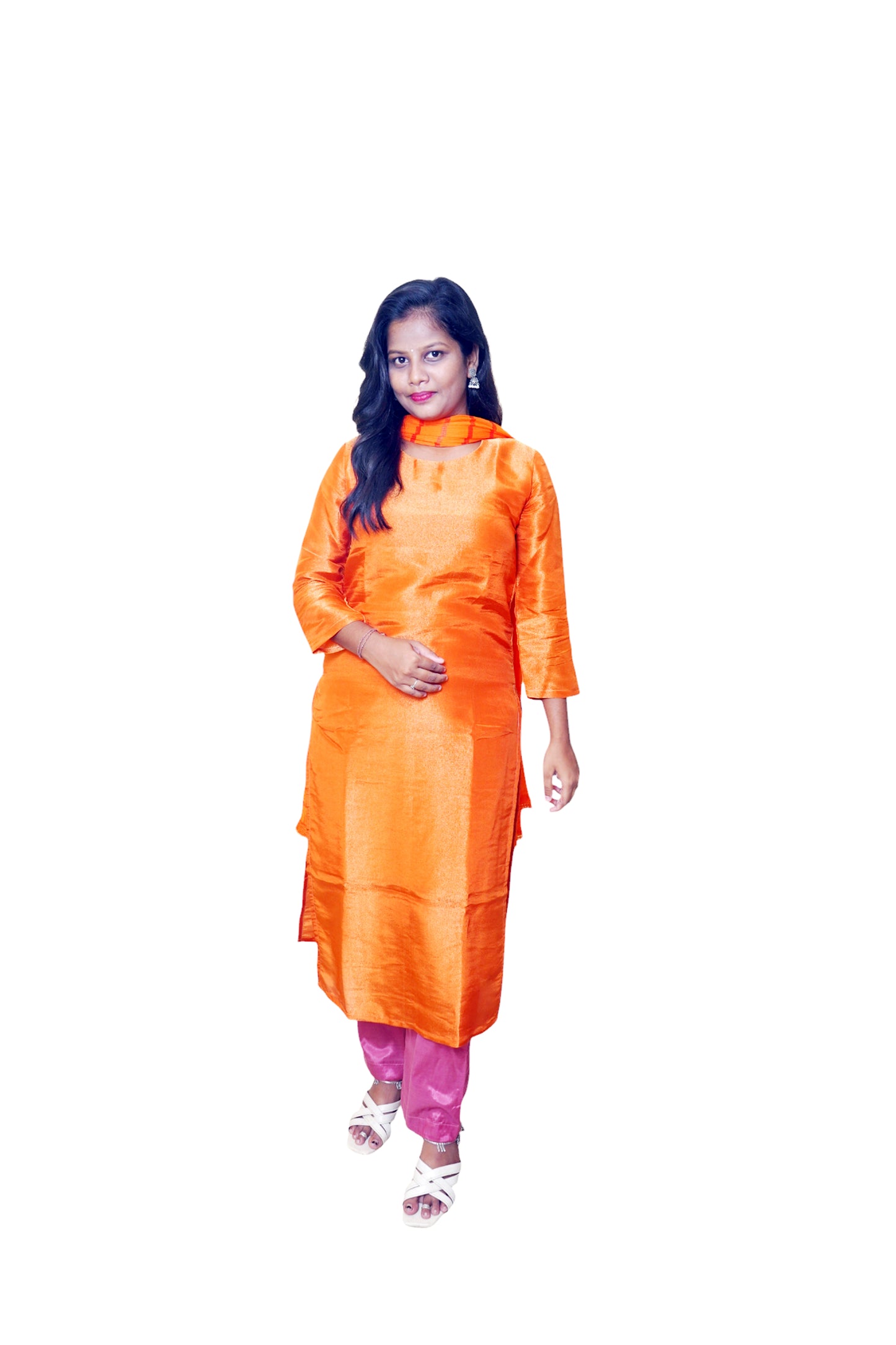 Mehrunnisa Shimmer Orange Suit set