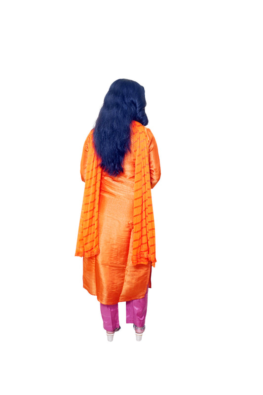 Mehrunnisa Shimmer Orange Suit set