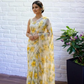 Flower Turkey Saree Yellow