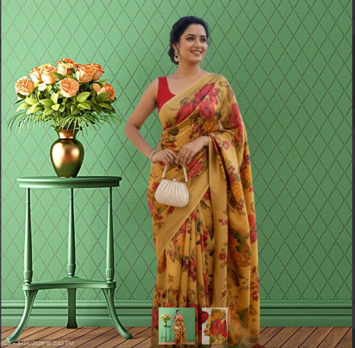 Ready to wear Gold Saree