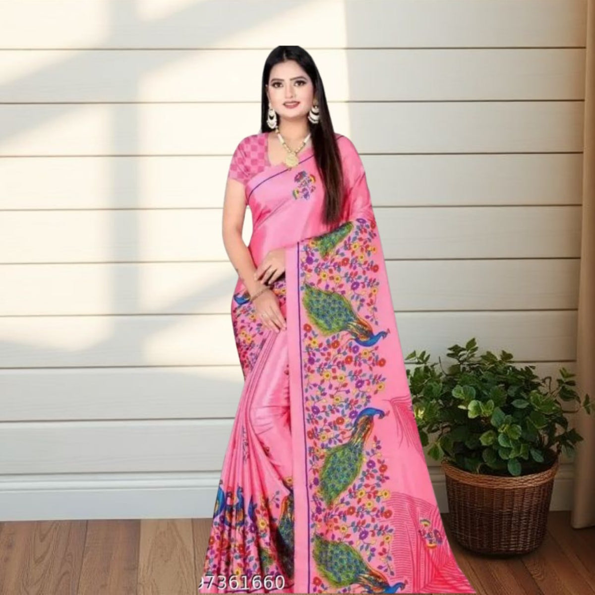 Peacock pink saree