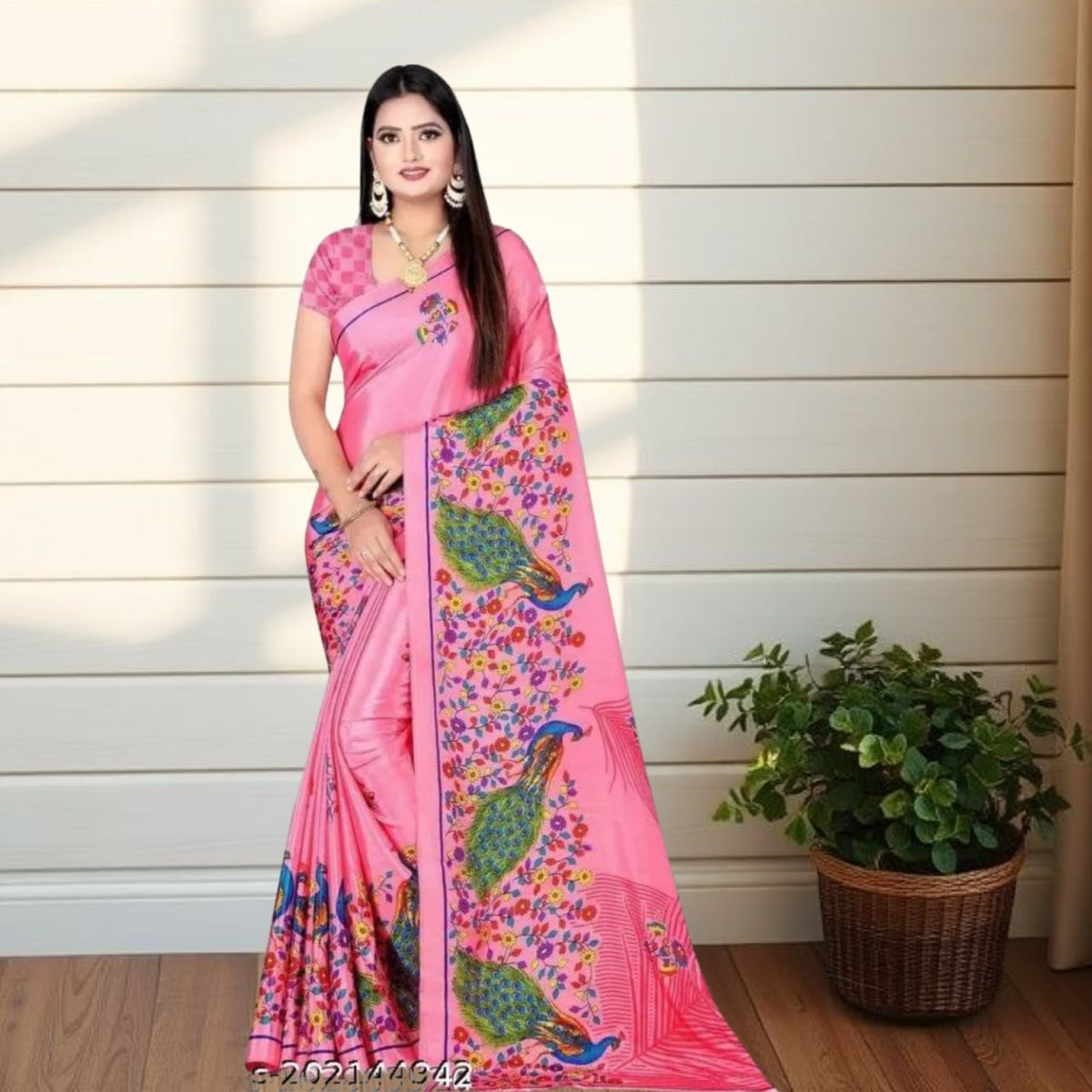 Peacock pink saree