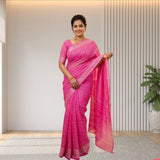 Pink Bandhani Butterfly Saree