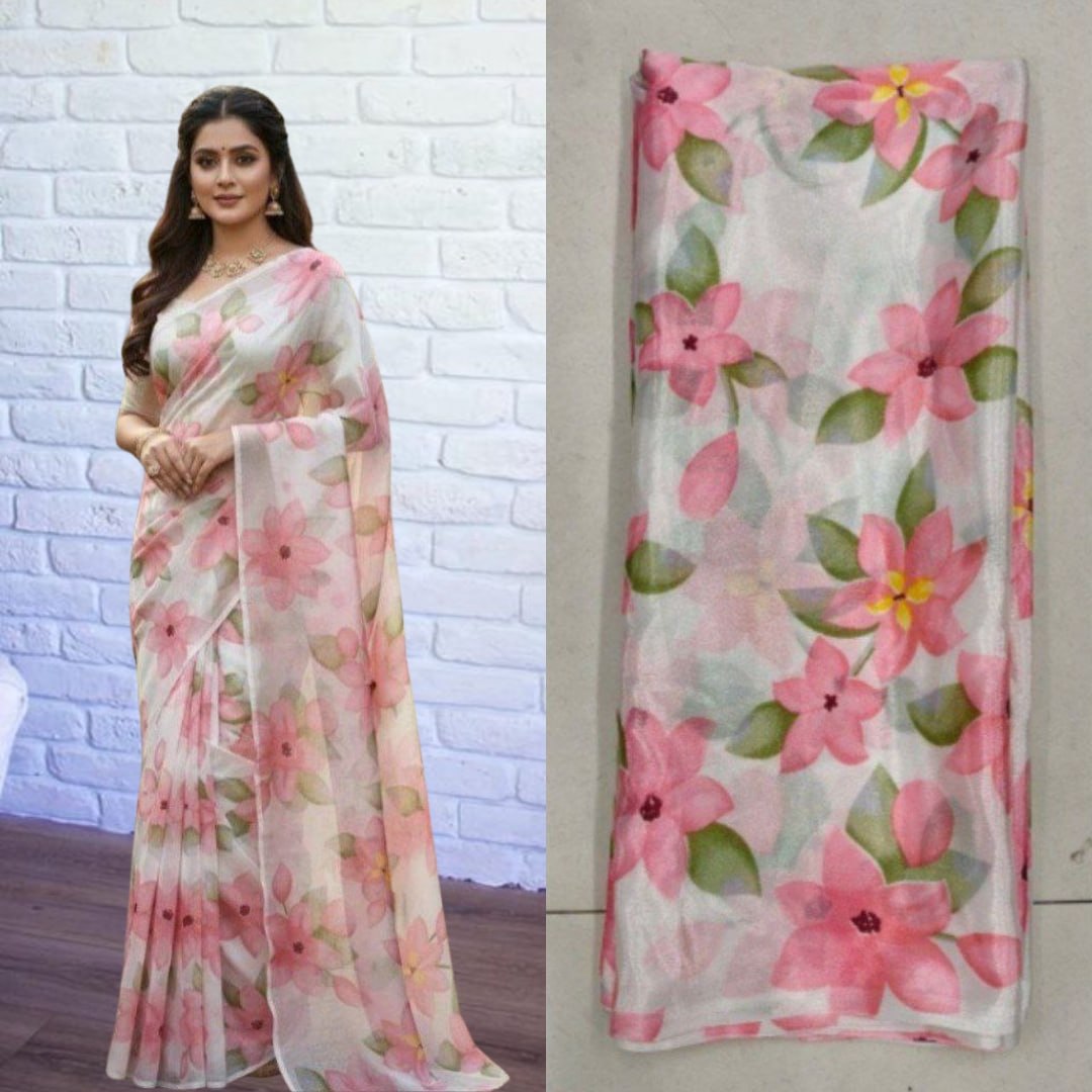 Flower Turkey Pink saree