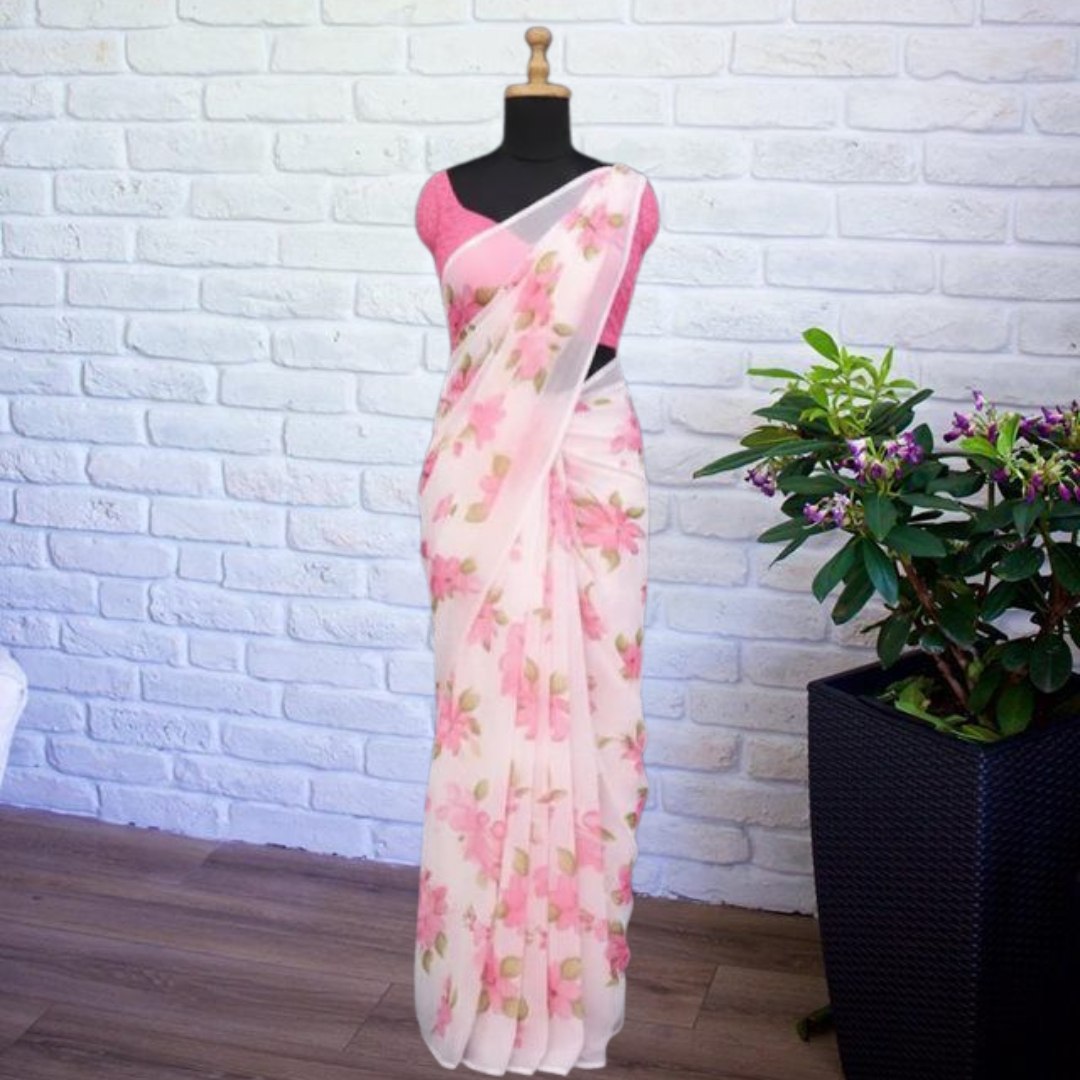 Flower Turkey Pink saree