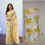 Flower Turkey Saree Yellow