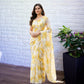 Flower Turkey Saree Yellow