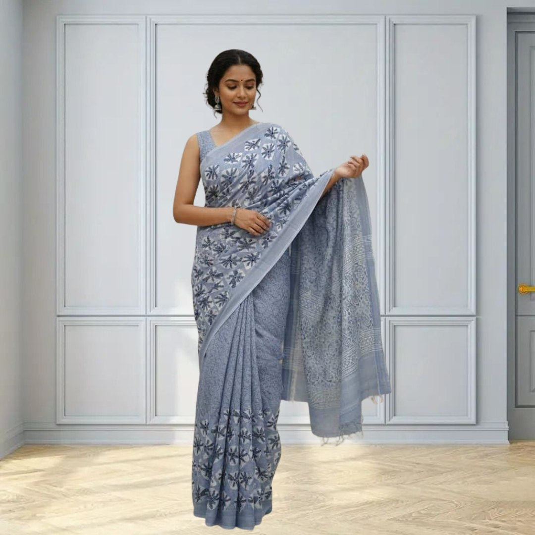 Chakri Blue Saree