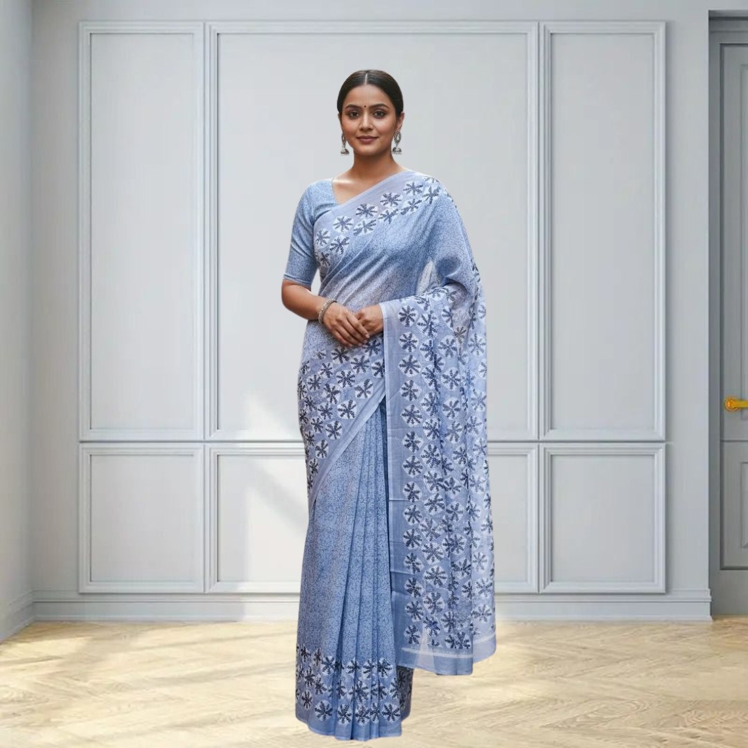 Chakri Blue Saree