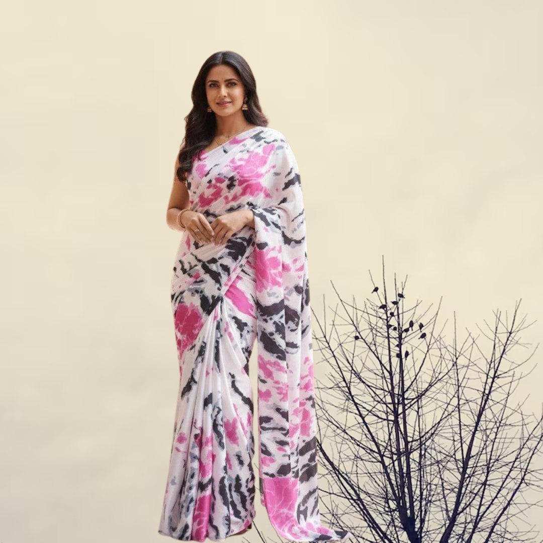 Pink blended chhapa silk saree