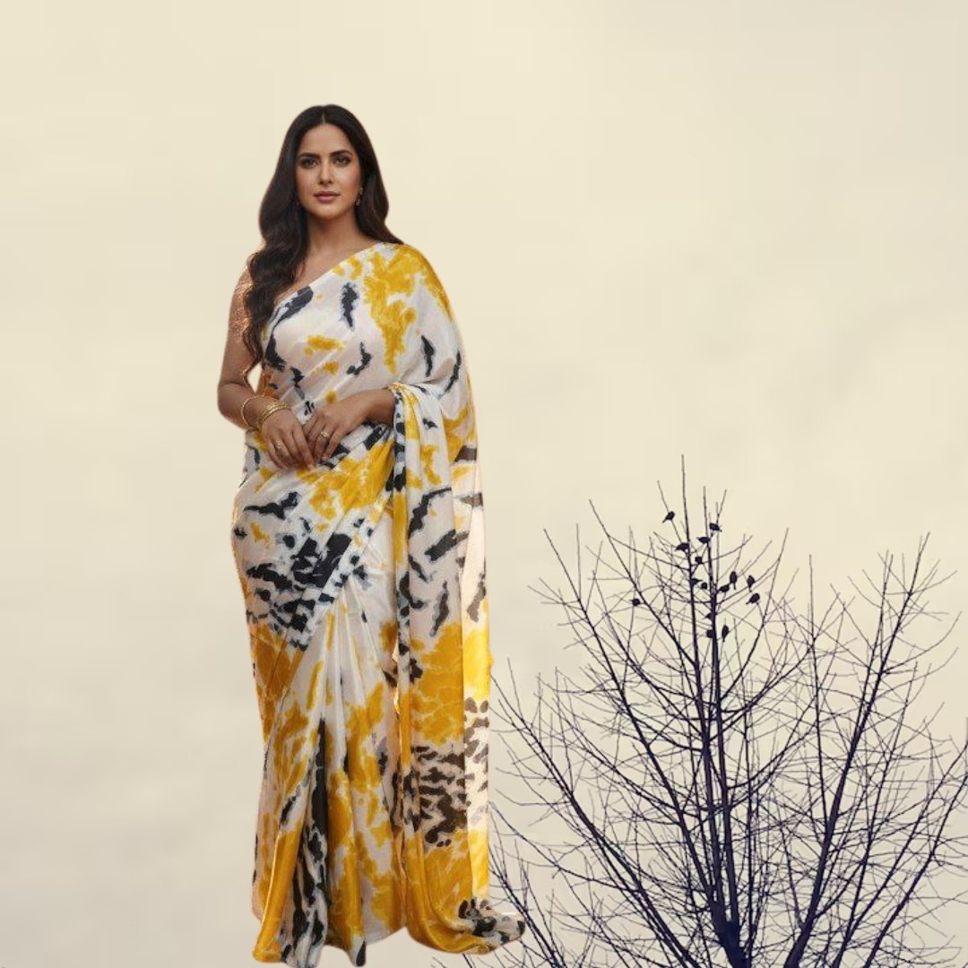 Yellow blended Chhapa saree